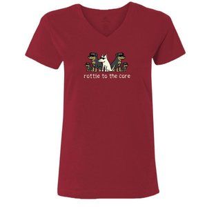 Rottie to the Core Ladies MED or LARGE V-neck Short Sleeve T-shirt Dark Red NWT